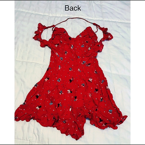 Red Floral Romper | Off Shoulder | Size 0 - Picture 4 of 7